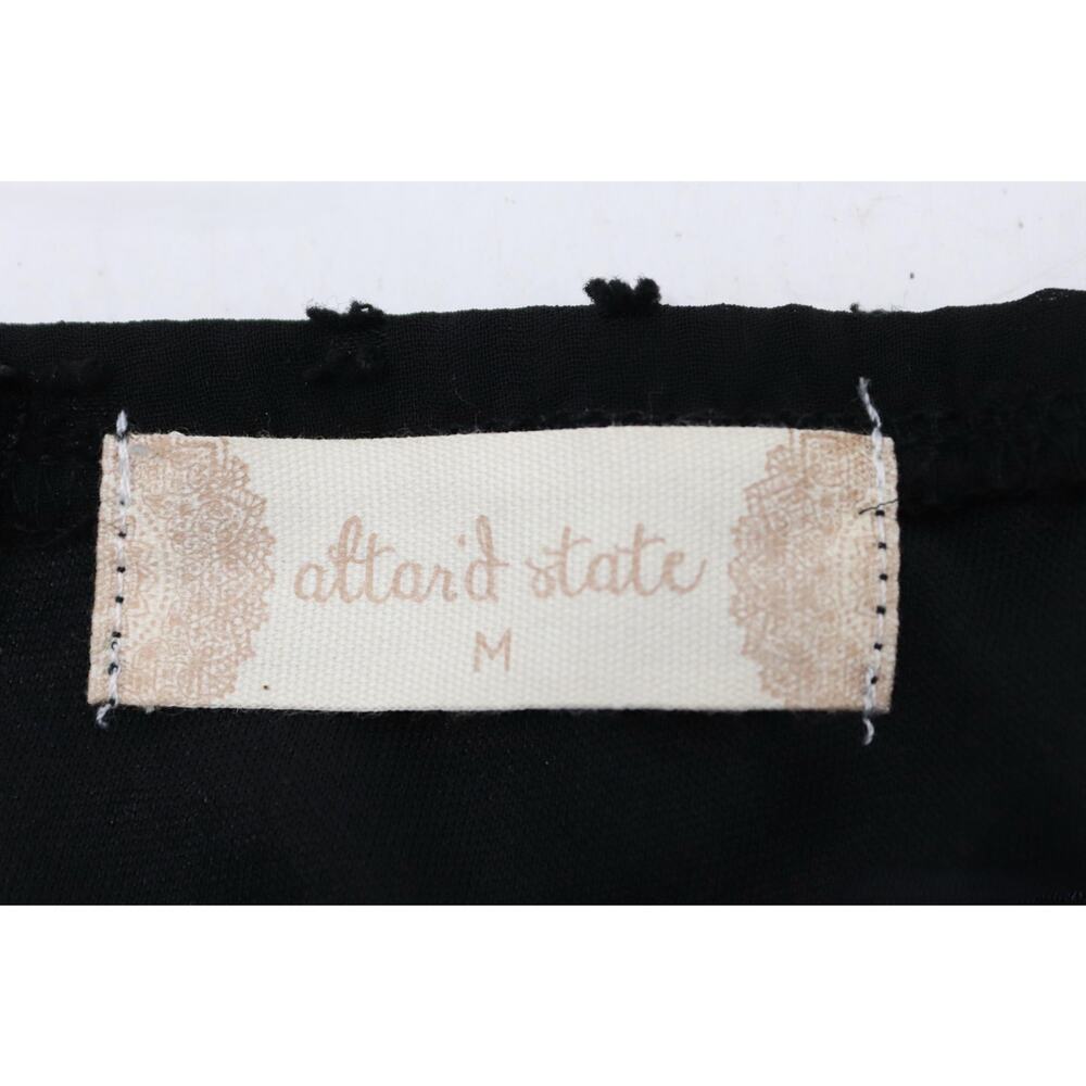 Altar'd State Black Embroidered Dot Sheer Lined Flare Mini Dress M - Picture 3 of 12